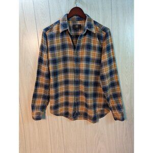 Frye and Co Flannel Top Womens Medium Yellow Plaid Cotton Camping Hike Outdoors